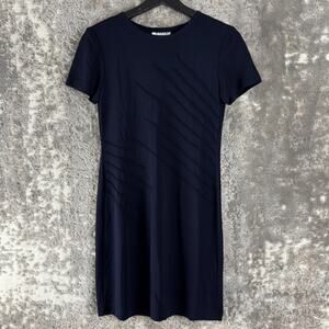 David Warren Petite Size 8P‎ Mini Shirt Dress Navy Short Sleeve Pullover